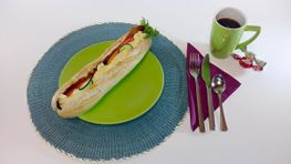 Baguett med egg og bacon